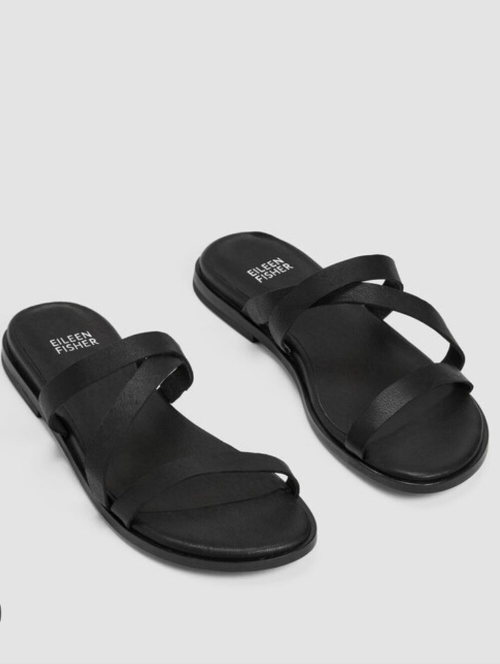 Eileen Fisher Kira Tumbled Black Leather Sandals